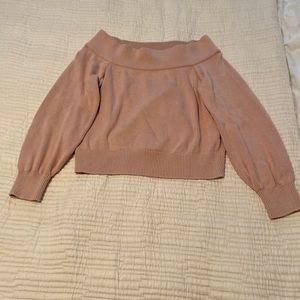 Blush pink, cropped, off the shoulder sweater, H&M, Size Small